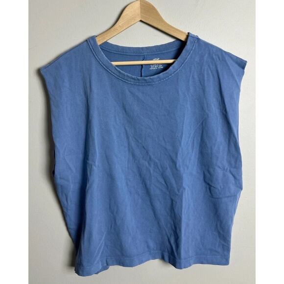 Aerie Periwinkle Oversized Muscle Tee Raw Hem Neckline Boxy Lightweight Size XS - Picture 1 of 6